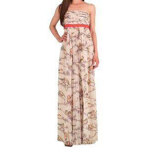 Ted Baker Floral-Bird Print Maxi Gown